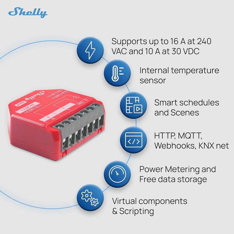 Shelly 1PM Gen4 | Wi-Fi, Zigbee, Matter Smart Relay Switch with Power Metering, 1-Channel 16A | Home Automation | Alexa, Google Home, Apple HomeKit Compatible | iOS Android App | No Hub - Image 5